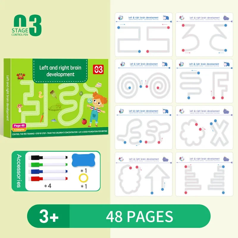 Reusable Magic Tracing Workbook for Kids – Pen Control & Handwriting Practice