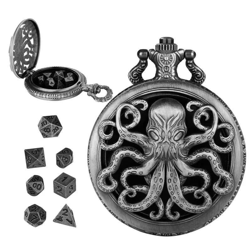 Octopus Pocket Watch Dice Set with Chain