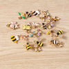 Gold Enamel Honeybee Charms for Jewelry Making (Set of 10)