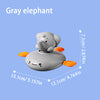 A gray elephant frog water wheel bath toy for toddlers.
