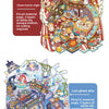 Two pages of a spooky scene sticker book featuring clowns and a ghost ship illustration