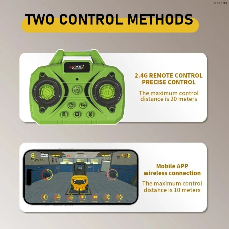 Miniature RC Forklift with Trailer and Bluetooth App Control