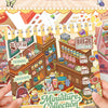 A collection of 16 PET stickers and 10 miniature scenes in a DIY pocket cabin theme book