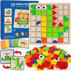 Wooden Mosaic Puzzle Set for Toddlers – Montessori Shape & Color Learning Toy