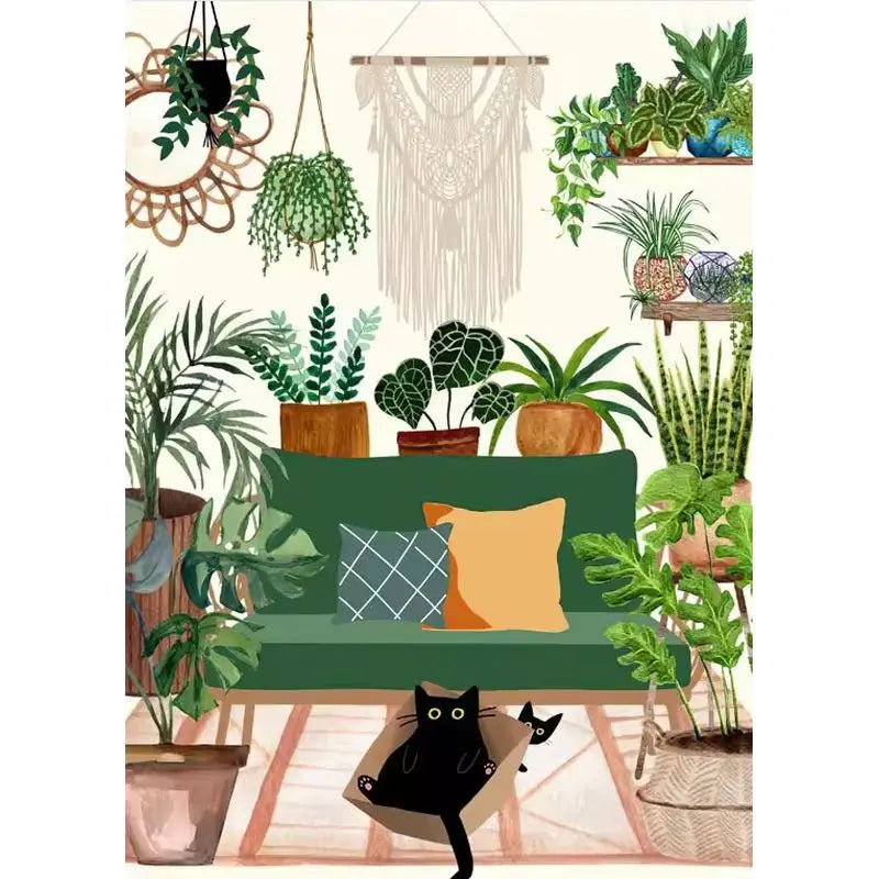 Black Cat & Plant Paint by Numbers Kit