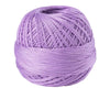 A ball of purple 100% cotton crochet thread used for tatting and embroidery.