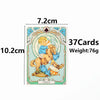 A tarot card depicting a child riding a horse, with dimensions 7.2cm by 10.2cm.