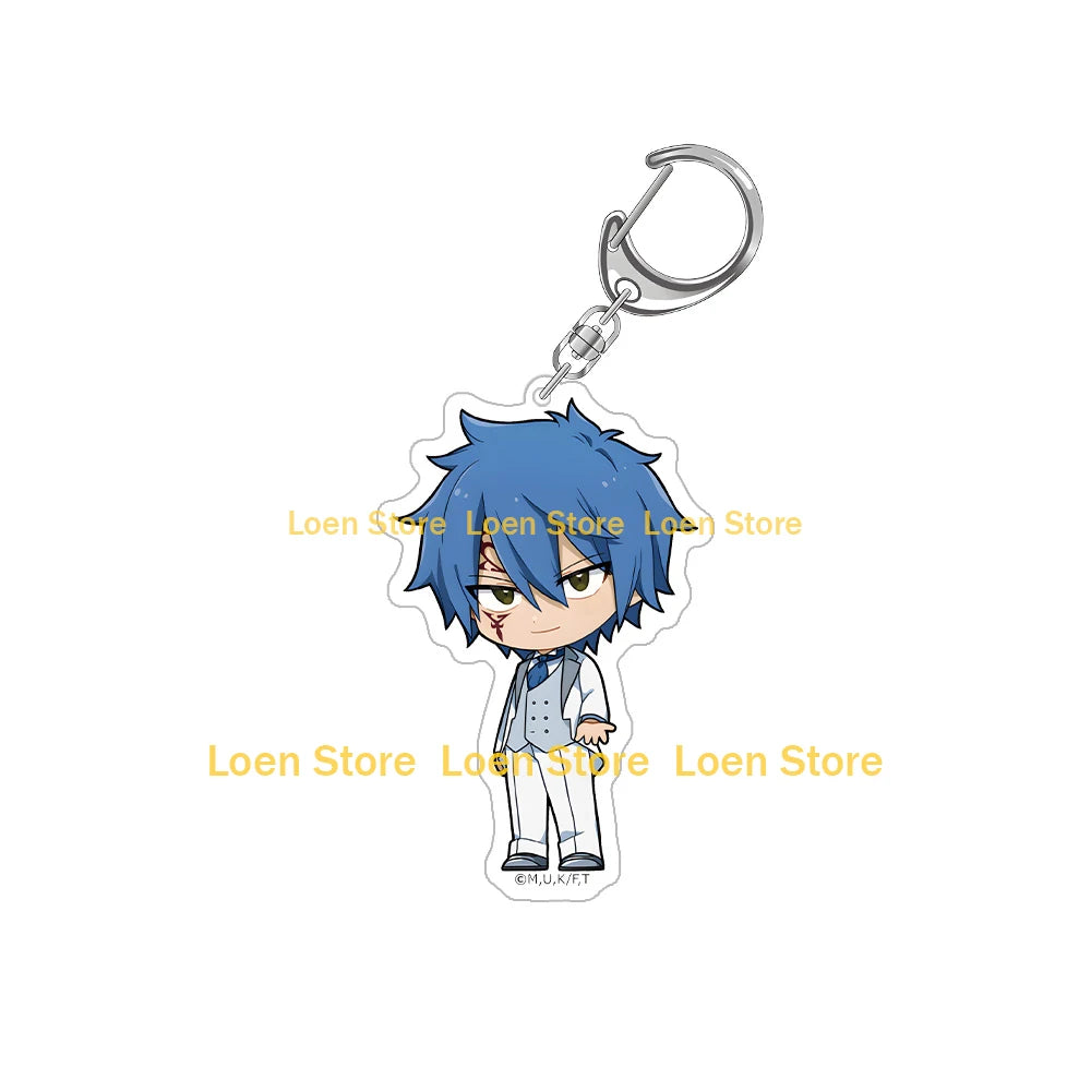 Chibi Loen Store character acrylic keychain featuring a blue-haired male character