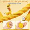 Yellow stretchy molding clay set featuring a giraffe toy and hands molding the yellow clay