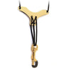Gold adjustable PU leather saxophone shoulder strap with black cord and hook.