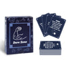 A box of Dare Zone icebreaker question cards with several stacks of cards visible.
