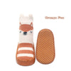 Orange Fox non-slip socks featuring a fox face design and a textured sole