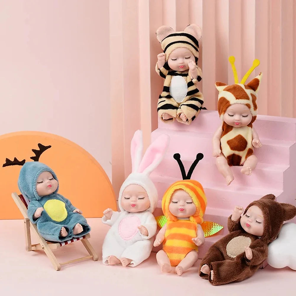 Mini Sleeping Baby Dolls with Clothes - Set of 6