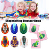A set of shapeshifting dinosaur bomb toys showing various dinosaur egg forms and a living dinosaur figure.