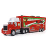 A red and green diecast toy hauler truck modeled after a Disney Pixar Cars 3 vehicle.
