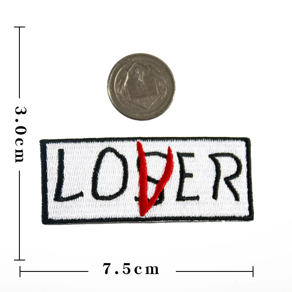 Lover or Loser Embroidered Iron-On Patch Set (2 Pack)