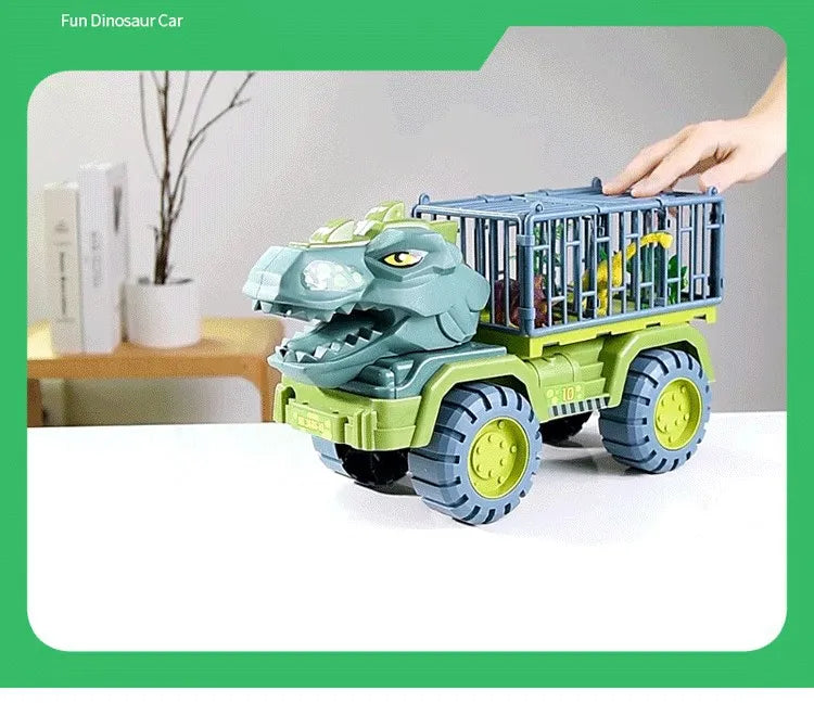 Dinosaur Transport Truck Carrier Playset with Tyrannosaurus Rex