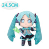 A cute plush doll of Hatsune Miku with light blue hair and green accents, measuring 24.5cm.