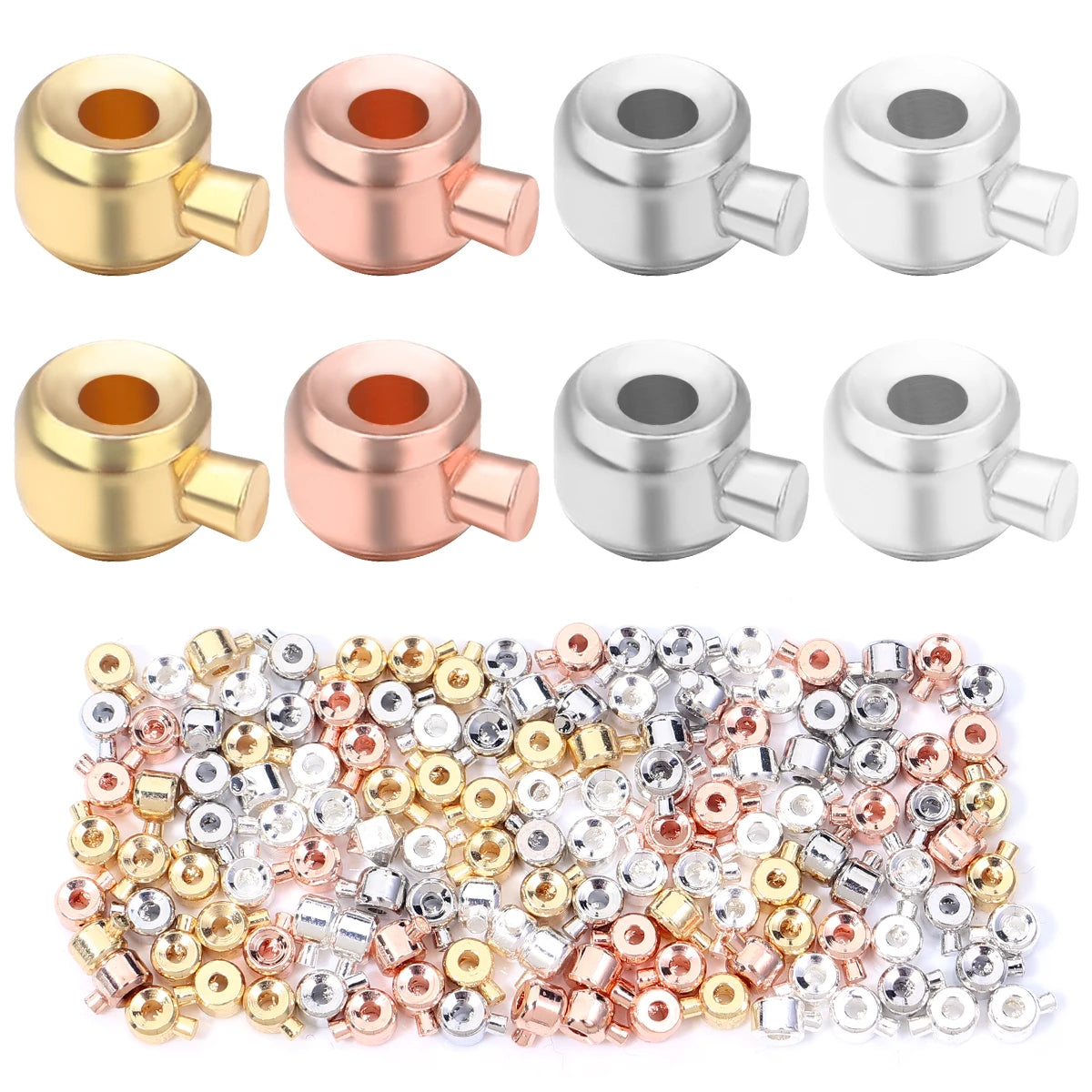 Metal Crimp End Beads for Jewelry Making - Stopper and Positioning Clasps
