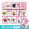 A set of 48 pink flashcards featuring adjectives for kids including big low fat ugly healthy spicy slow wealthy tall and youn