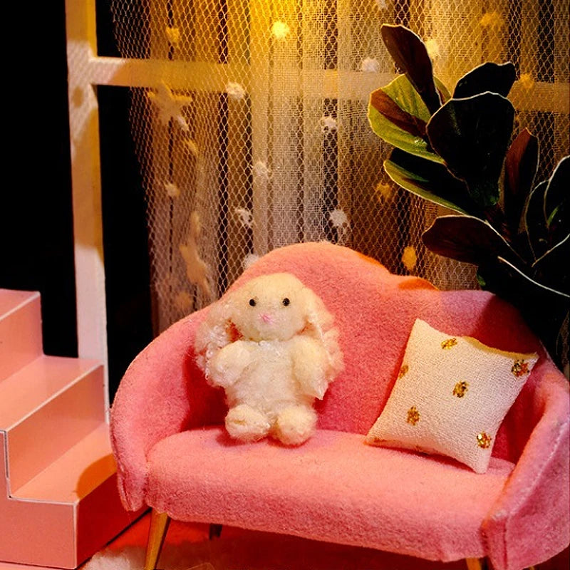 DIY Wooden Dollhouse Kit with Miniature Furniture – 3D Puzzle Craft Set