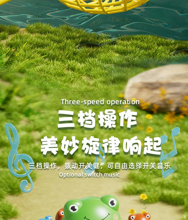 Musical Frog Catching Game with Turntable and Nets