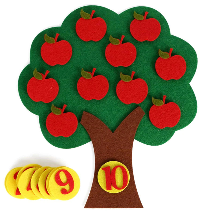 Felt Fruit Tree Puzzle – Color & Number Learning Toy for Kids