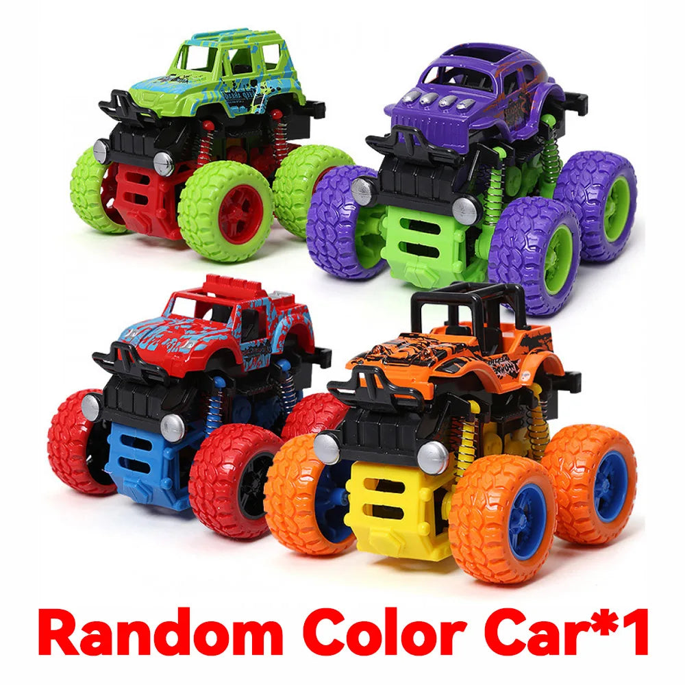 A collection of five random color high-speed RC cars with LED lights and remote controls.