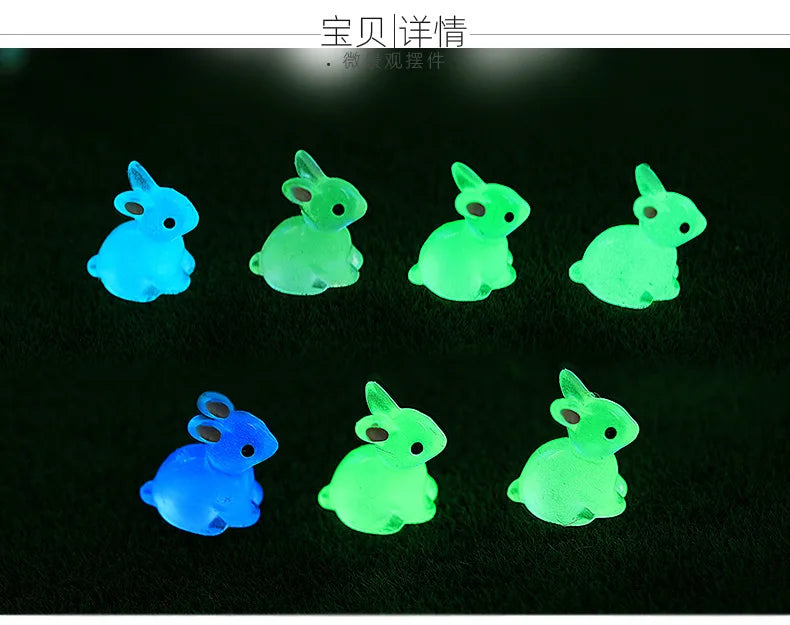 Glow-in-the-Dark Bunny Resin Figurines for Easter & Home Decor