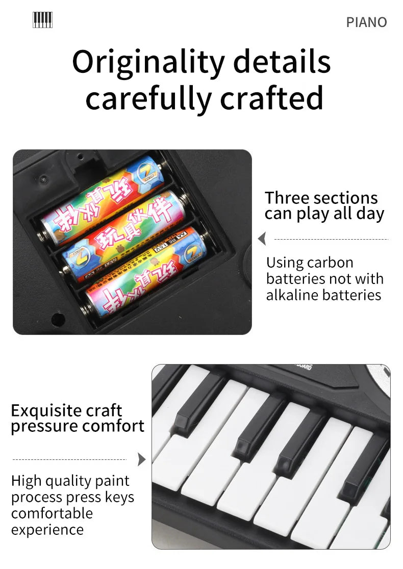 37-Key Electronic Keyboard Piano for Kids with LED Display
