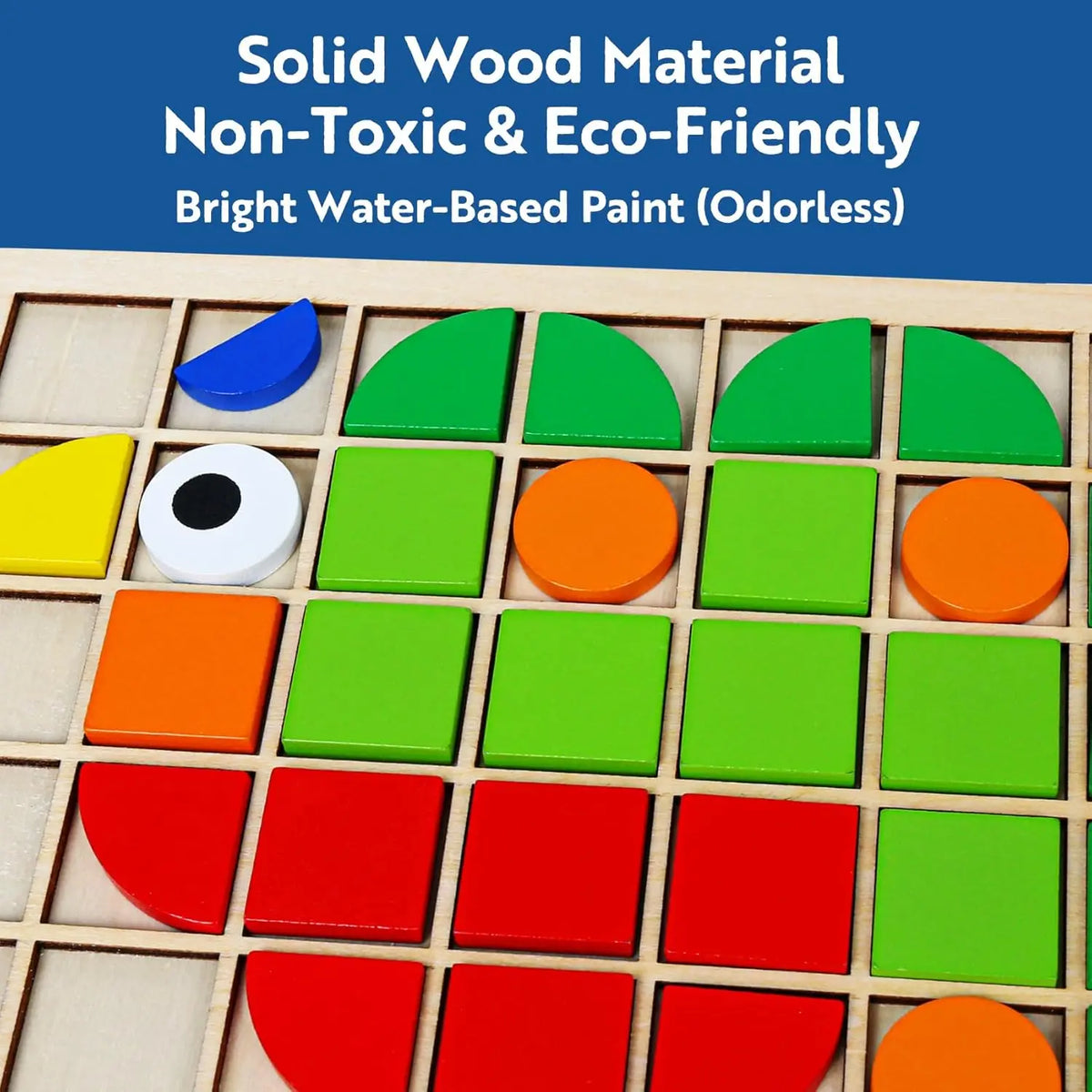 Wooden Mosaic Puzzle Set for Toddlers – Montessori Shape & Color Learning Toy