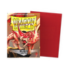A red dragon graphic on a card sleeve featuring the Dragon Shield logo and ruby matte finish.
