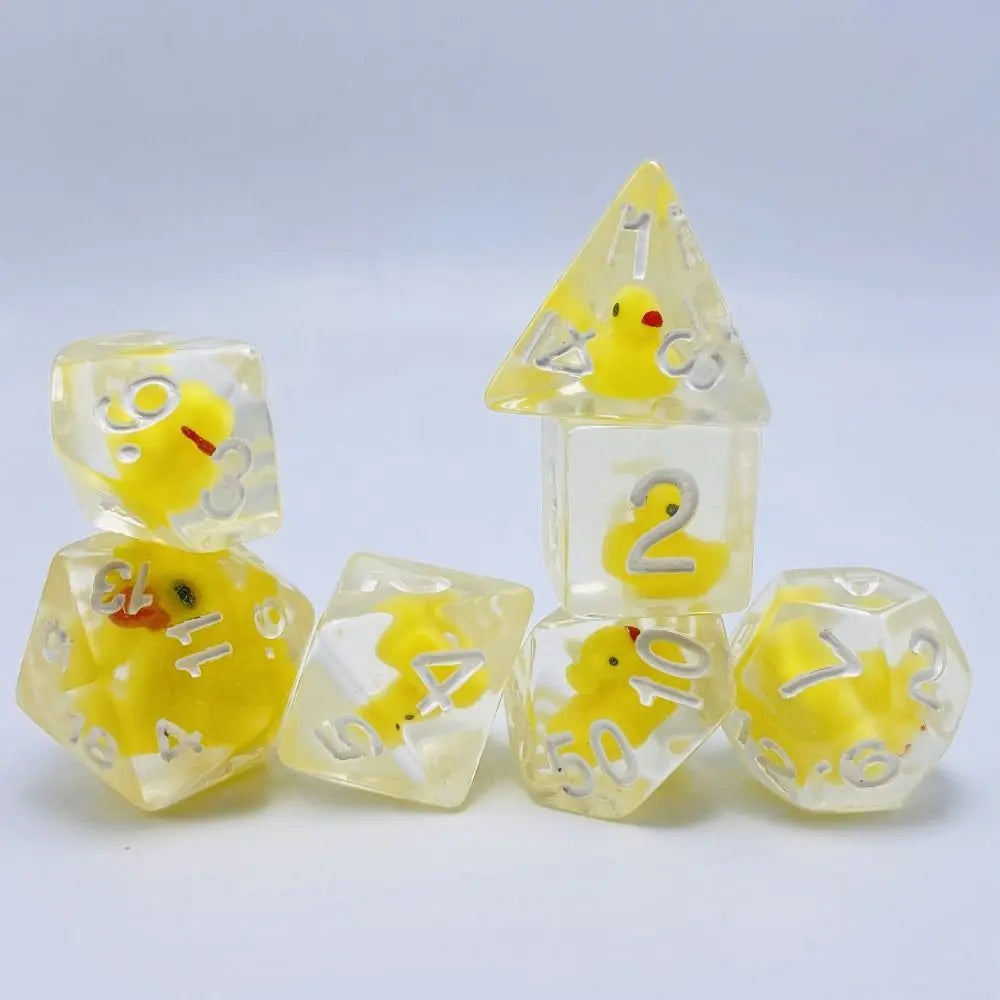 Acrylic Polyhedral Dice Set with Animal Duck Fillers