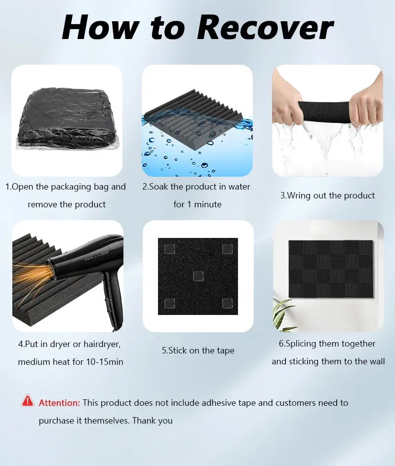 50-Pack Acoustic Foam Panels for Soundproofing and Studio Treatment
