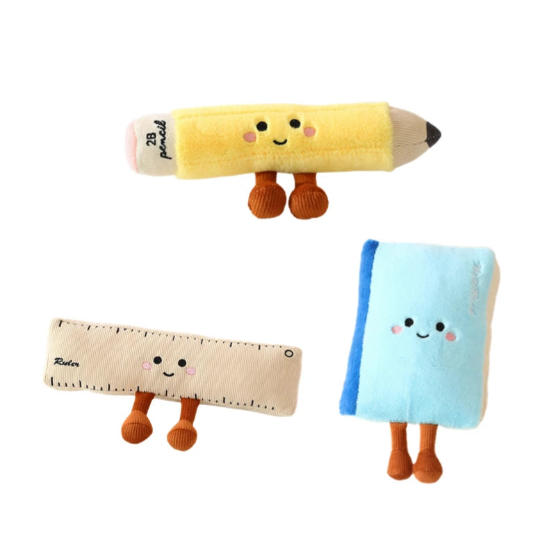Cartoon Stationery Plush Pillow Set – Soft Ruler, Pencil & Notebook Pillows for Kids