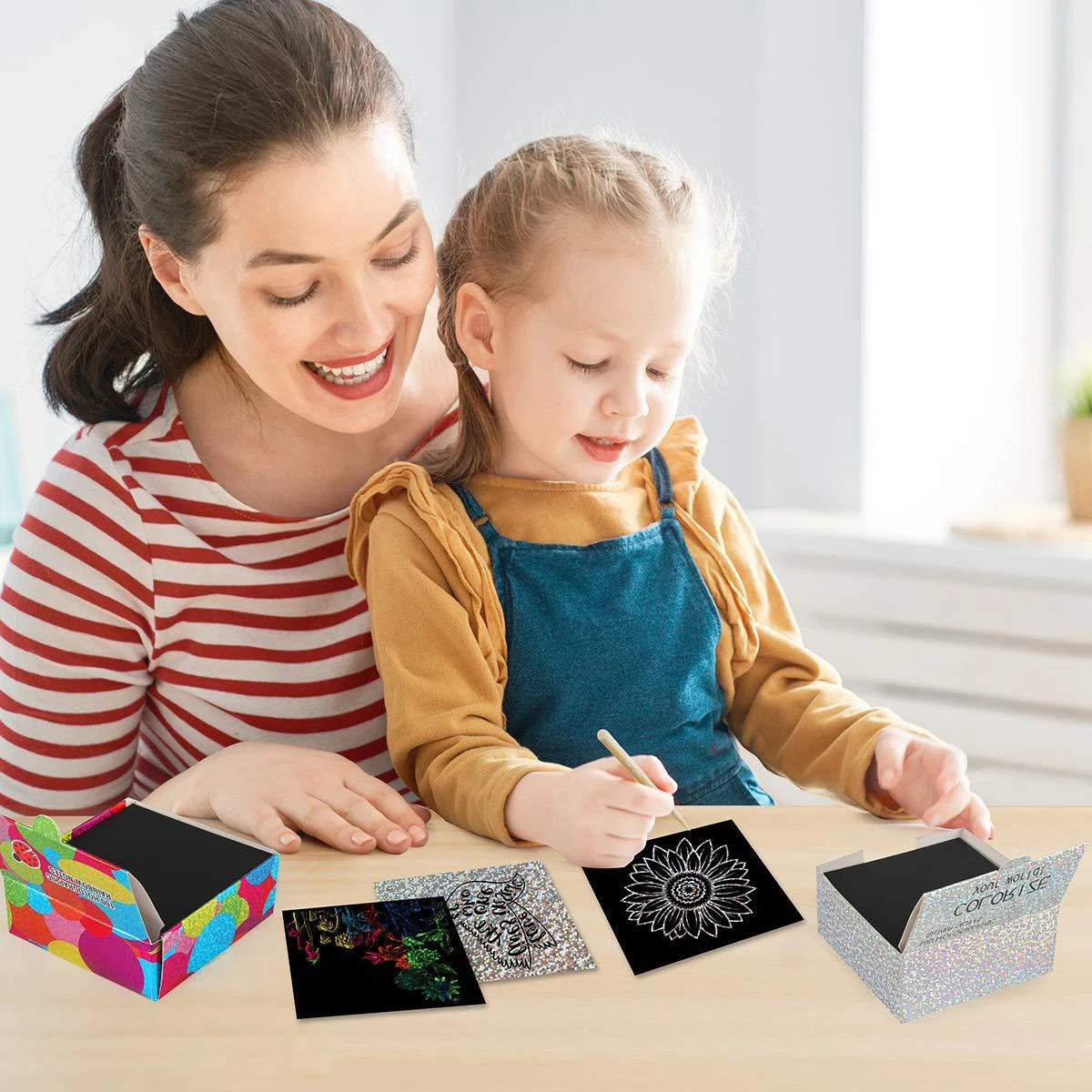 Rainbow Scratch Paper Art Set with Bamboo Stylus