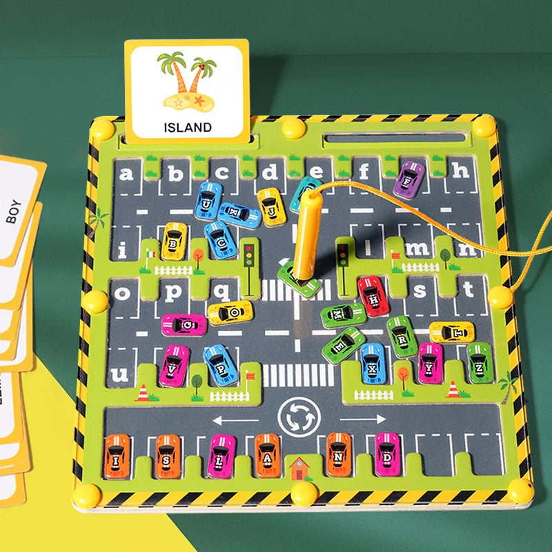 Magnetic Alphabet Maze Wooden Letter Puzzle – Parking Lot Theme