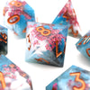 Handmade Resin D&D Dice Set – 7 Polyhedral Dice with Floral Design