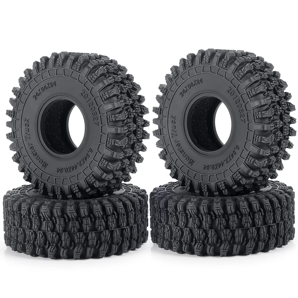 1.0" Mud Terrain Tires for 1/18 & 1/24 RC Crawlers (4-Pack)