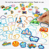 A white magnetic sticker book showing various shapes and objects ready to be used for quiet play