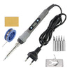 Precision soldering iron with digital display and adjustable temperature featuring a long cable and tip.