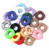 Assortment of colorful acrylic spacer beads in various pastel and earthy tones