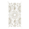 A vertical illustration featuring hand-drawn line art designs including suns, eyes, leaves, and hearts for oracle cards.