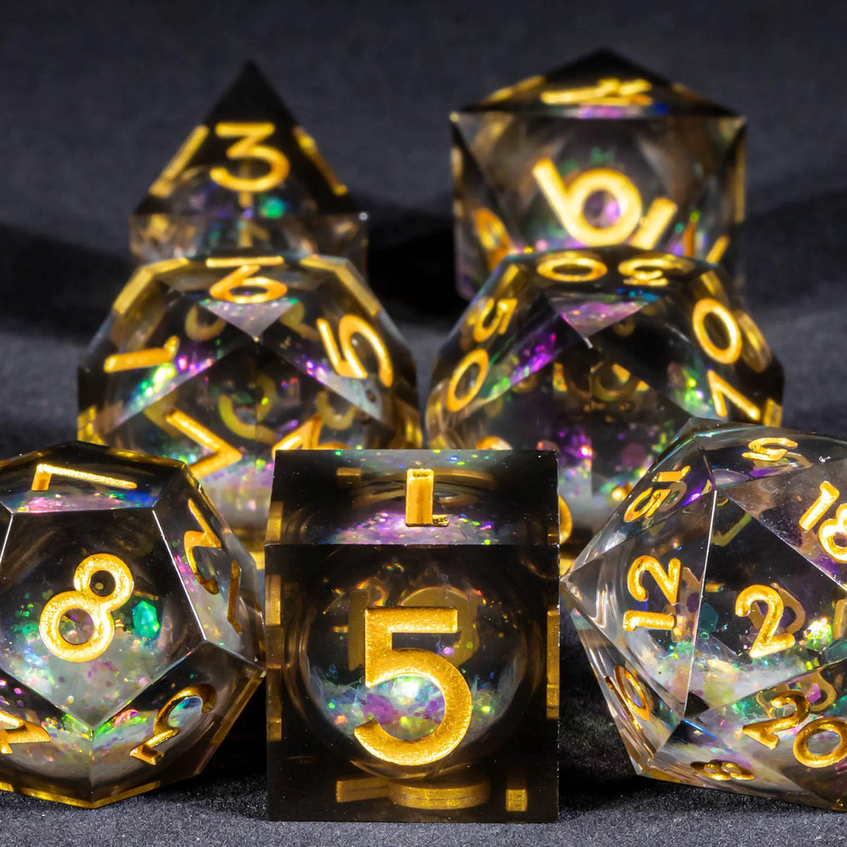Liquid Core Dice Set for Dungeons & Dragons | Sharp Edge Resin RPG Dice