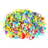 A pile of colorful locking stitch markers used for knitting and crochet projects.