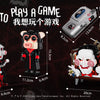 A horror movie puppet model building set featuring a character, a voice recorder, and related accessories.