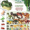 Un ensemble de 46 figurines de dinosaures de luxe, incluant un crocodile et divers dinosaures, présentées devant un fond de f
