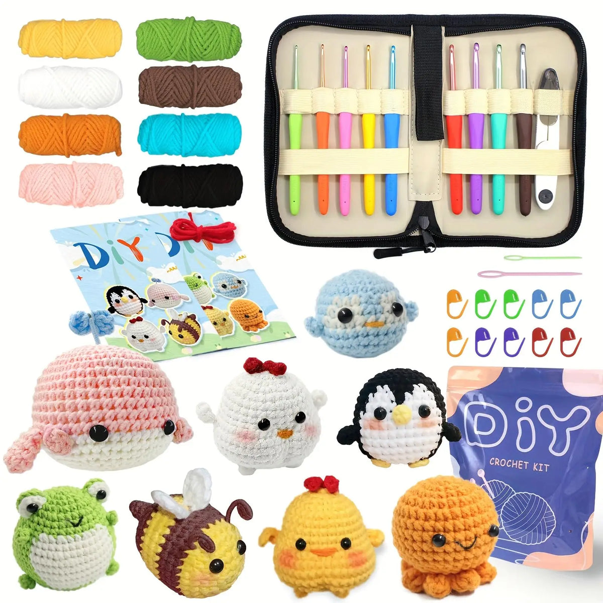 Animal Crochet Kit for Beginners – Complete Starter Set with Step-by-Step Guide
