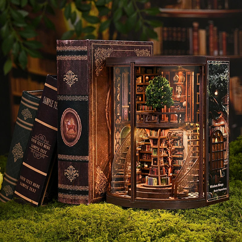 DIY Wooden Book Nook Kit — Miniature Dollhouse 3D Puzzle Bookend