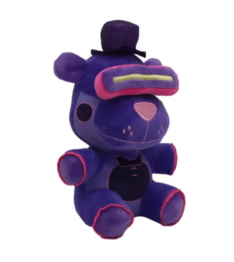 A purple plush toy resembling a bear character from Five Nights at Freddy's